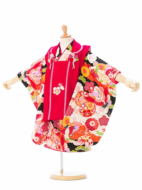 【レンタル】訳あり 七五三 3歳女児 被布セット 式部浪漫女の子 被布 フルセット 赤白系 |女の子 三歳 2枚目