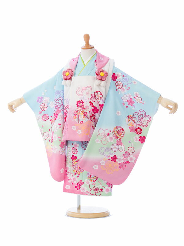 【レンタル】ブランド 陽気な天使 七五三 3歳着物レンタル 七五三 着物 七五三 被布 貸衣装 送料無料 七五三フルセット付 簡単な着せ方マニュアル付 結婚式 ...