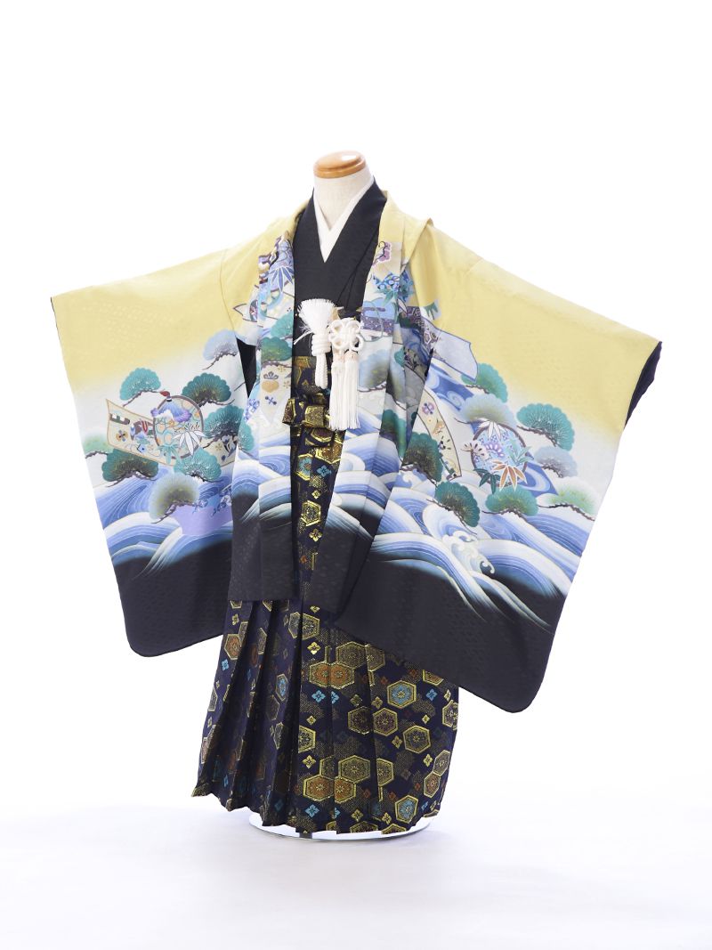 【レンタル】七五三 着物レンタル 5歳 753 袴レンタル 男の子 羽織袴 貸衣装 110cm～120cm 5才 七草 E-5-902
