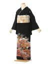 【レンタル】留袖 レンタル フルセット Lサイズ 150cm~160cm 13号~17号 黒留袖 レンタル 50代 60代 末広付 結婚式 母親 和服 列席 親族 着物 送料無料 新品足袋プレゼント 小物一式付 草履バッグセット付 五つ紋 五三桐 結婚式 正装 和服 お値打ち 仲人 8K188