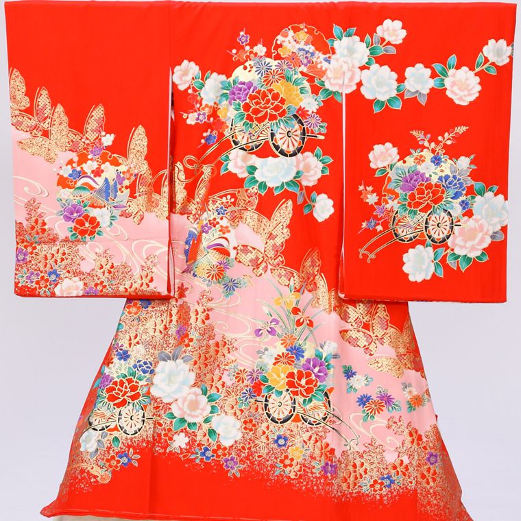 【レンタル】 蝶 花車 産着レンタル | 着物 着物レンタル お宮参り 産着 赤ちゃん 祝着レンタル 女の子用 セット 着物セット レンタル衣装 衣装 貸衣装 ベビー着物 ベビー 初節句 初着 ベビー服 レンタル着物 祝い着 祝着 よだれかけ 帽子 子供 こども きもの 女の子 5n67