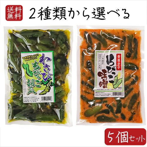 【送料無料】2種類から選べる5個セット わさびちびっこ胡瓜 300g 青唐胡瓜ちびっこ味噌260g ちびっこキュウリ わさび茎 わさび葉 漬物 ご飯のお供 おつまみ 青唐辛子味噌 青唐辛子 ちびっこ味噌　ちびっ子胡瓜 漬物 和風惣菜　ちびっ子味噌 青唐ちびっこ味噌 きゅうり 季折