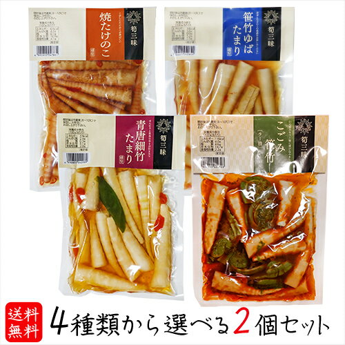 【送料無料】竹の子の惣菜4種類から選べる2個セット 青唐細竹たまり230g こごみ笹竹 150g 笹竹ゆばたまり230g 焼たけのこ200g 青唐辛子 たけのこ ご飯のお供 和風惣菜 ピリ辛 漬物 お酒の肴 細竹 タケノコ 湯葉入り 竹の子 季折のサムネイル