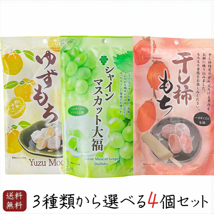 【送料無料】大福2種類から選べる4個セット シャインマスカット大福130g 干し柿もち130g ゆず ...