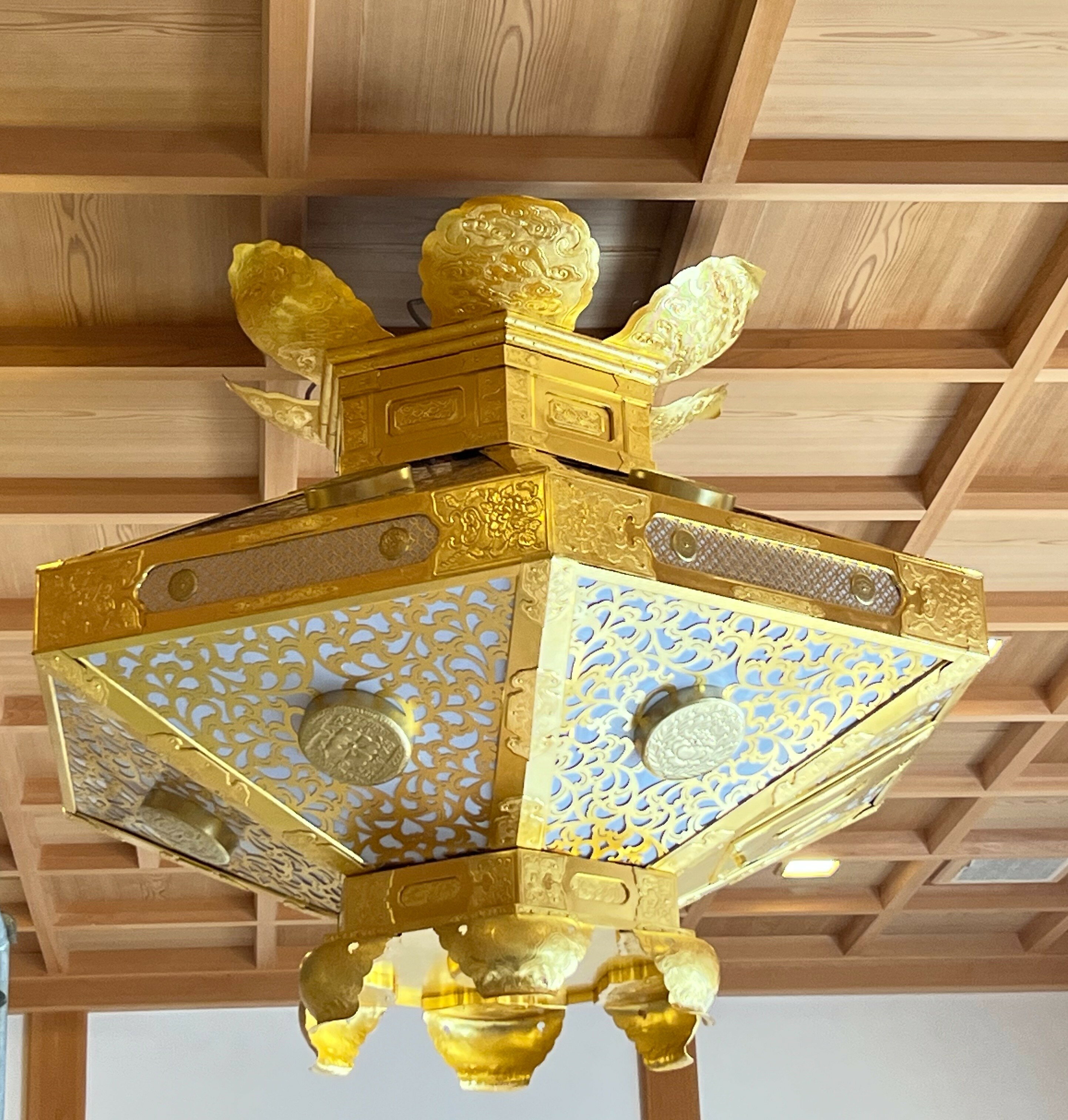 木製 蓮華仏照式六角型吊灯篭 | 株式会社作島 木製 六角