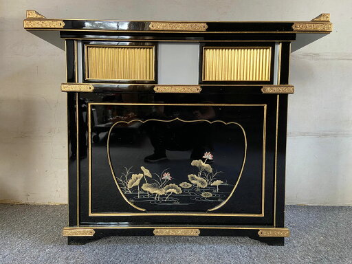 寺院仏具 立焼香机 蒔絵入り角型 寺院仏具 立焼香机 蒔絵入り角型