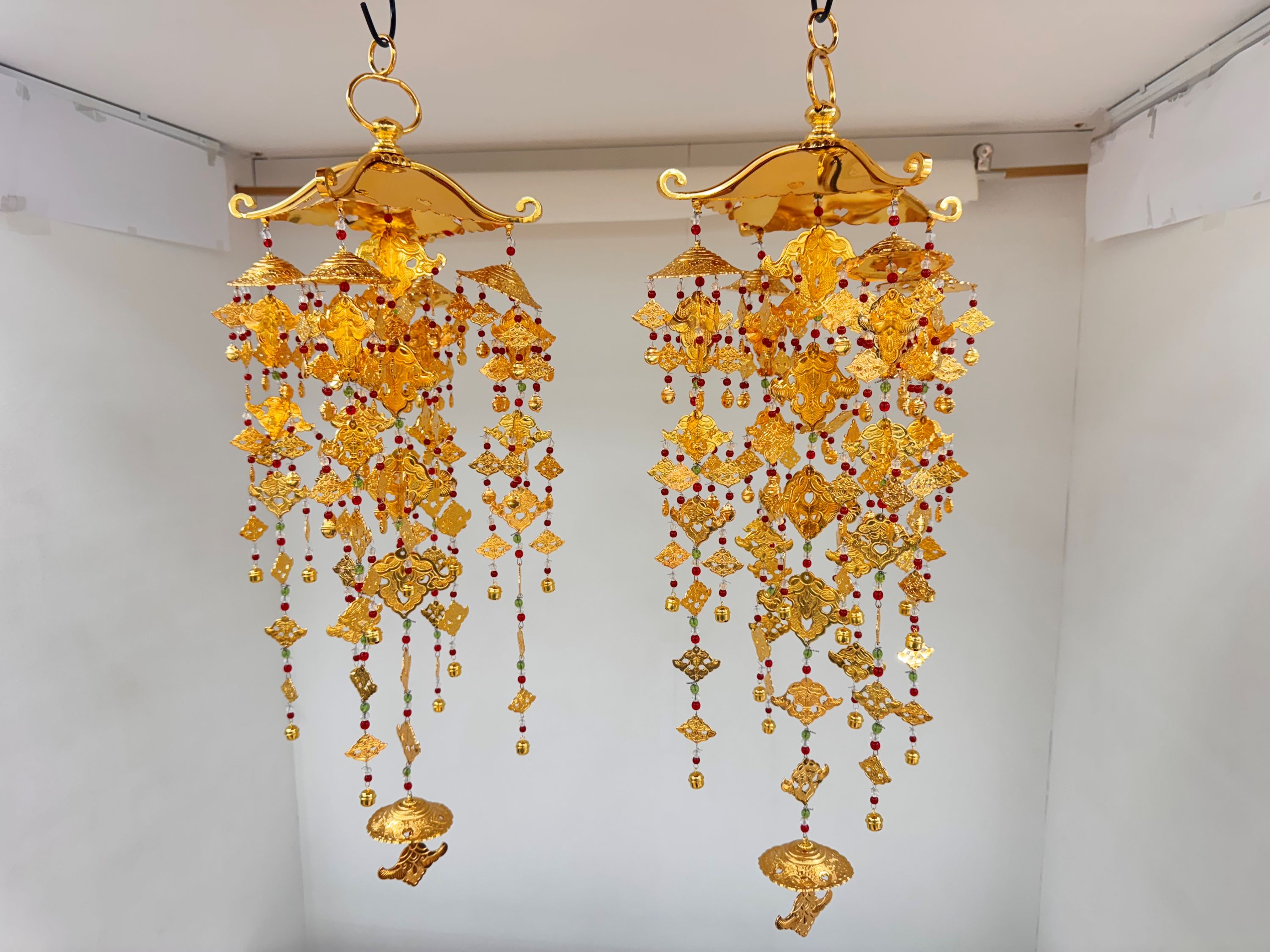 御本山型隅瓔珞　宝鐸　1対 5寸 寺院仏具