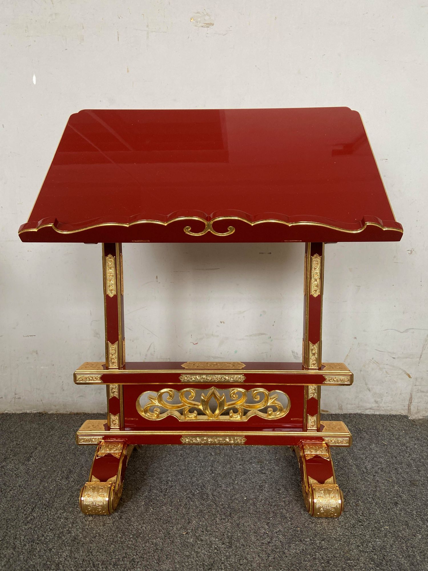 見台 若葉彫刻　過去帳台　寺院仏具