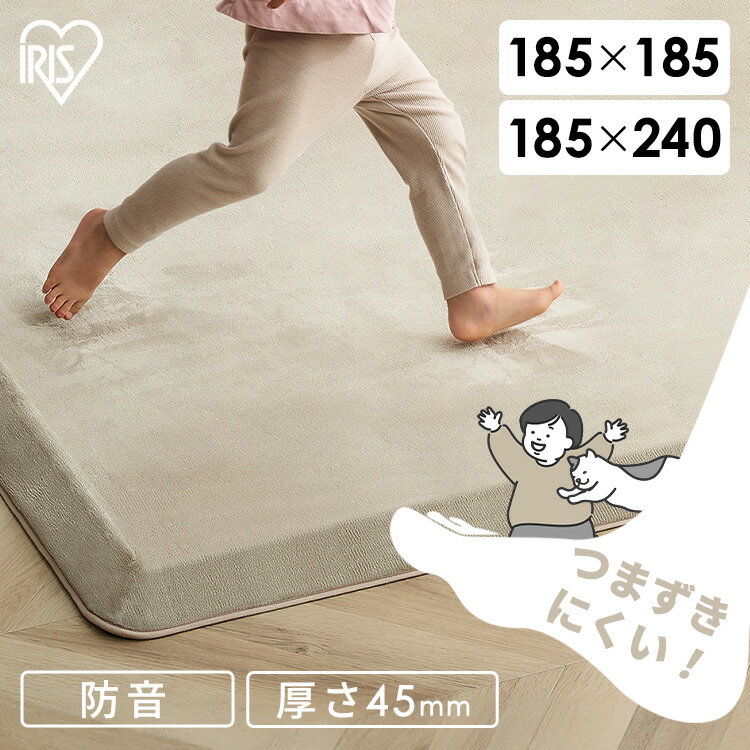 ＼選べる2サイズ／ ラグ カーペット ラグマット 2畳 185×185 3畳 185×240 厚手 4.5cm 高反発 つまづきにくい ホットカーペット 防音 子ども 北欧 韓国 おしゃれ 新生活 アイリスオーヤマ ACRNS-1818 ACRNS-1824 *