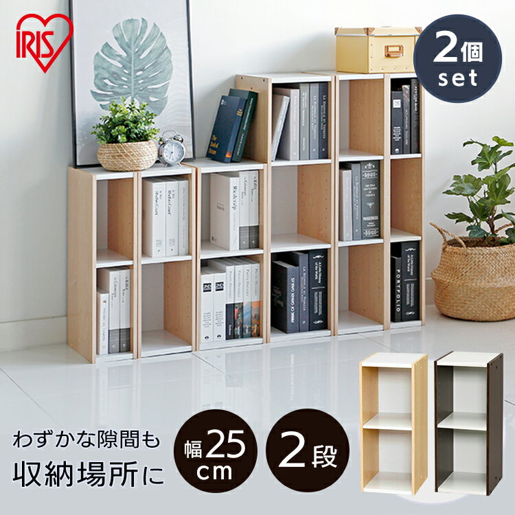収納棚 すきま収納 隙間収納 カラーボックス 本棚 木製 おしゃれ アイリスオーヤマ 同色2個セット すきま収納 25cm UB-6025 カラーボックス 2段...