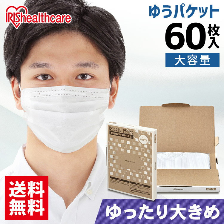 プリーツマスク ゆったり大きめサイズ 60枚入 APN-60LLW ホワイト プリーツ マスク ゆったり 大きめ 風邪 花粉 不織布 飛沫 ウイルス ほこり 埃 アイリスオーヤマ 【メール便】
