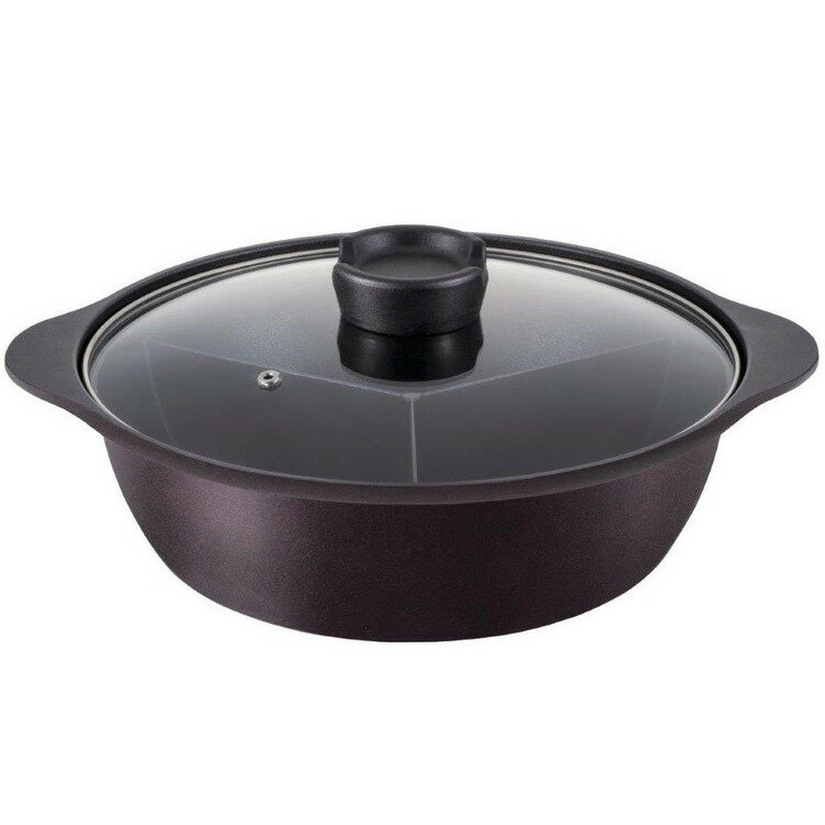 ビストロ・トレシェルタ DC3食鍋26CM IH ND-8400両手鍋 26cm IH 仕切り鍋 卓上 おしゃれ ガラス蓋 蓋付き 調理器具 煮込み