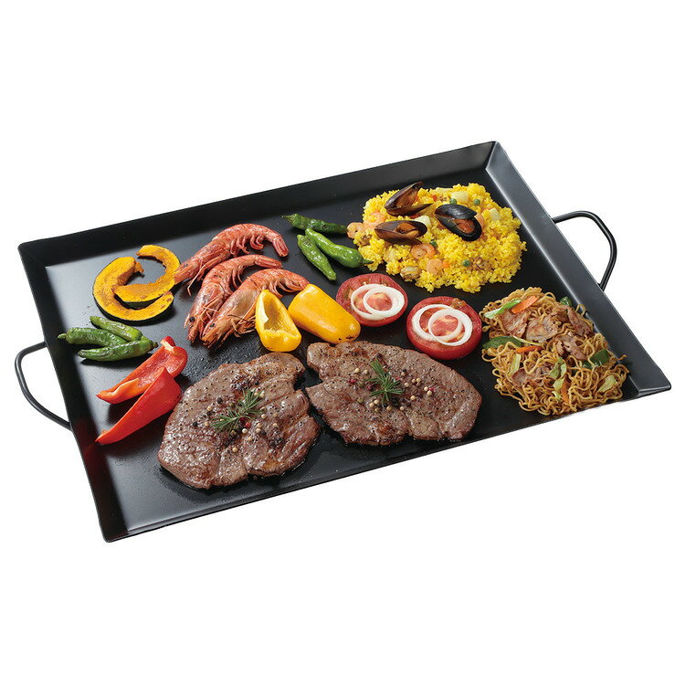 キッチン・雑貨の店 ラクチーナ!の鉄板 グリドル グリルパン L 55×41cm BBQ UG-1596CAPTAINSTAG キャンプ アウトドア レジャー 鉄板 焼肉プレート 鉄板プレート バーベキュー グリドル BBQ パール金属株式会社｜アングル2