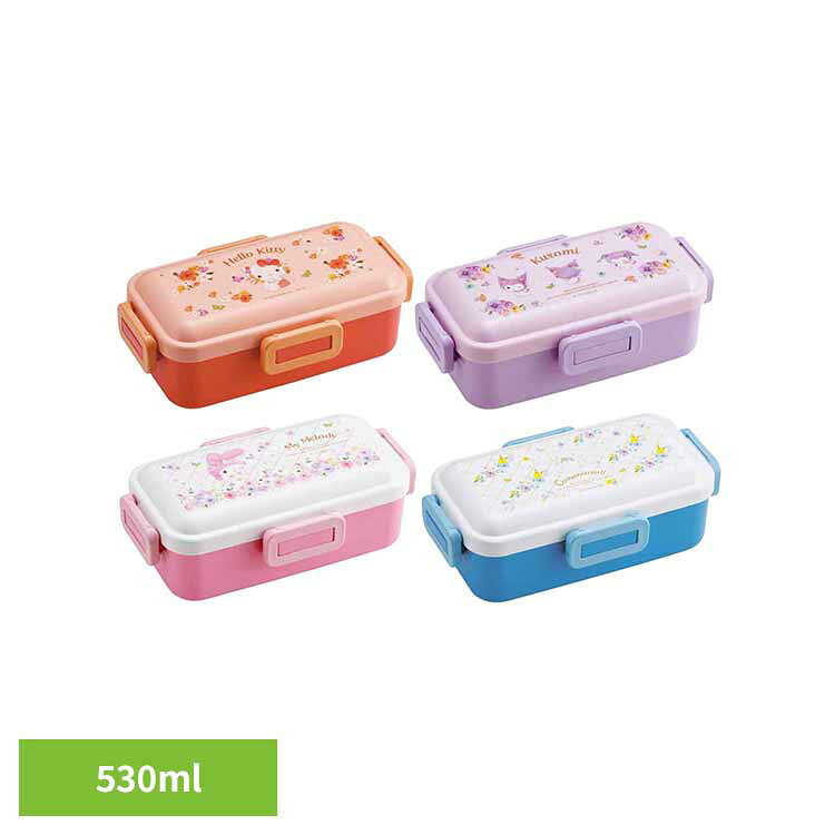 ※7344705統合※お弁当箱 スリム 530ml パステル水彩花柄 PFLB6弁当 子供 ランチ 1段 大人 キャラ ランチボックス グッズ キャラ ハローキティ マイメロディ シナモロール クロミ