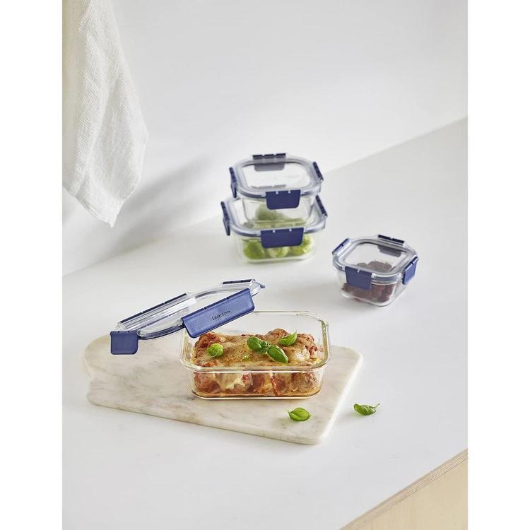 保存容器 ガラス 耐熱ガラス 正方形 耐熱容器 500ml オーブン レンジ 冷凍対応 食洗機対応 4点ロック 液漏れ 臭い漏れしにくい 積み重ね 作り置き ガラス保存容器 ベストコ ロック&ロック トップクラスガラス LBG214 * (B)