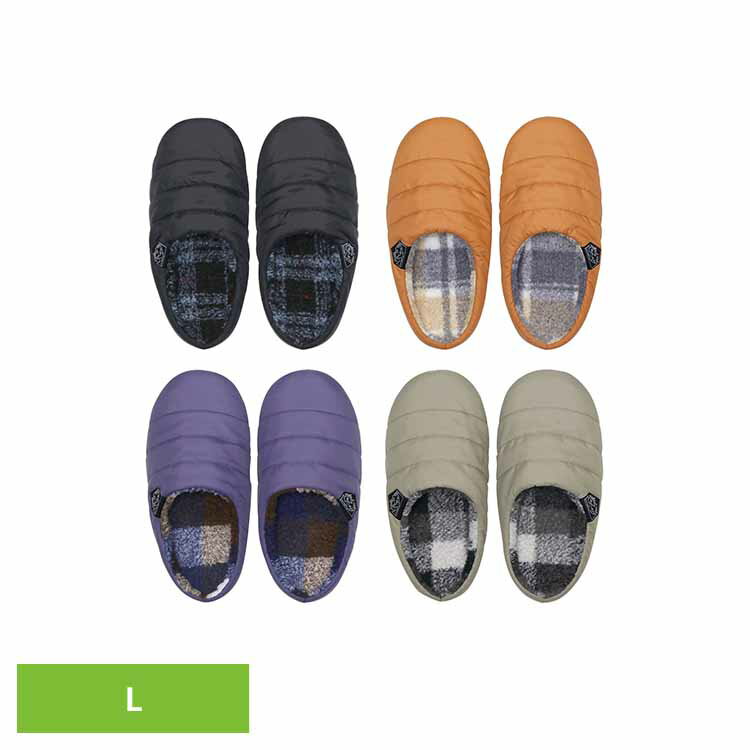 樂天商城 - スリッパ 室内 約28cm Lサイズ チェック柄 ボア 暖かい アウトドアテイスト おしゃれ ポリウレタン底 滑りにくい ルームシューズ 室内履き キルティング ダウン調チャールススリッパ Fas Project SHT-42456 *