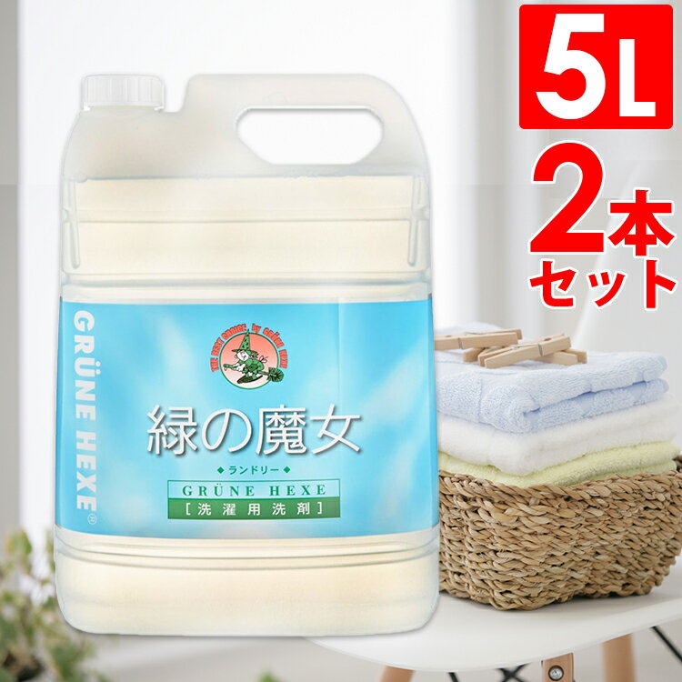 【2本セット】緑の魔女 ランドリー 業務用 5L 洗剤 緑の魔女 業務用 洗濯 パイプクリーナー 排水管掃除 子供 環境 エコ洗剤 液性 液体洗剤 襟汚れ エコ 洗う 緑の魔女業務用 業務用洗剤 パイプ…