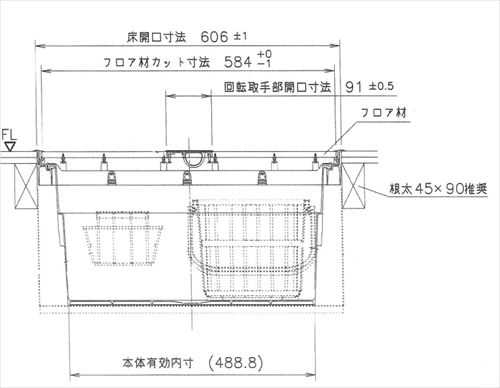 【LINEクーポン配布中】樹脂枠気密型床下収納庫 浅型 15mmフローリング用 [YT615K-...