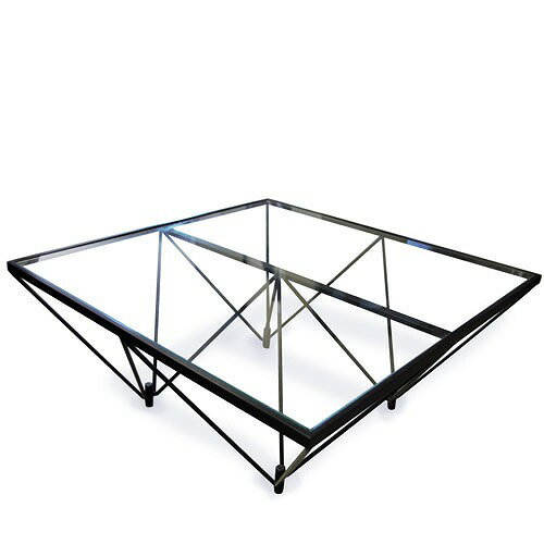 【LINEクーポン配布中】ガラステーブル クリアガラス/ブラック [FT-35] 机 ルネセイコウ メーカー直送