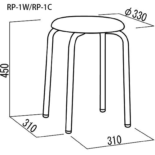 【LINEクーポン配布中】ラウンドスツール 樹脂座面 [RP-1C] 椅子 ルネセイコウ メーカー直送 [3]