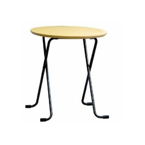 商品詳細ハイテーブル（丸） 折りたためば約6cm。使わない時はスリムに収納できます 天板が丸のハイテーブル サイズ：W600×D600×H850 折りたたみ時：W600×D60×H1030 素材：天板：天然木　フレーム：スチールパイプ 重量...