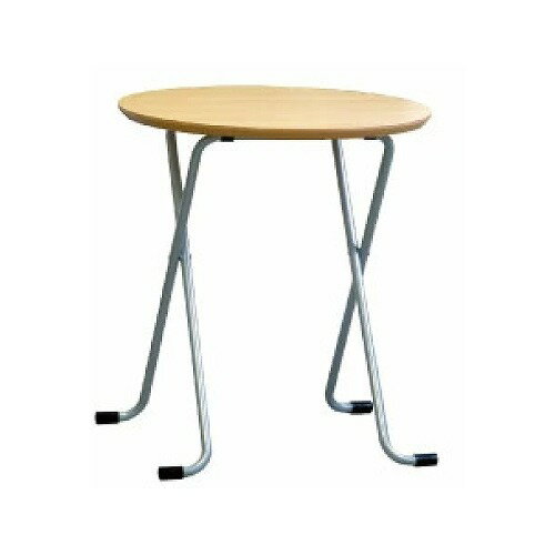 【LINEクーポン配布中】ハイテーブル 丸 ナチュラル/シルバー [W-83TA] 机 ルネセイコウ メーカー直送