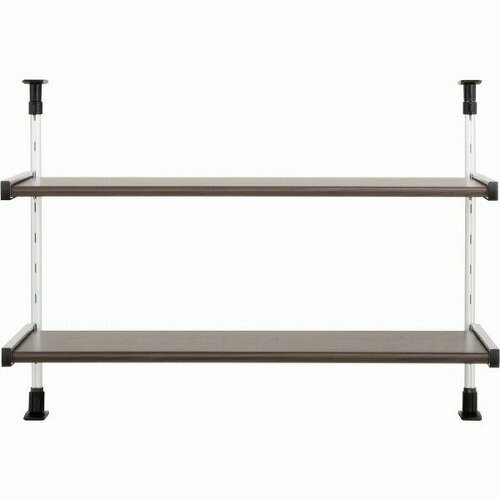 【LINEクーポン配布中】モクメタルつっぱり棚 2段 幅75cm 木目調 [MTP2-75] ラック 収納/パーテンション/戸棚下 キッチン/リビング/オフィス 簡単組立 田窪工業所 メーカー直送