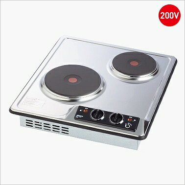 【LINEクーポン配布中】プレートヒーター 2口タイプ 上面操作タイプ 単相200V [SPH-232AT] シルバー コンパクト 三化工業