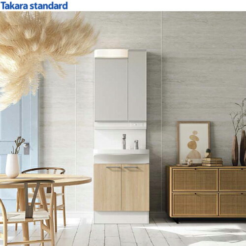 【LINEクーポン配布中】洗面化粧台 ウィット(デッキ水栓タイプ)間口600mm タカラスタンダード 2面鏡 扉..