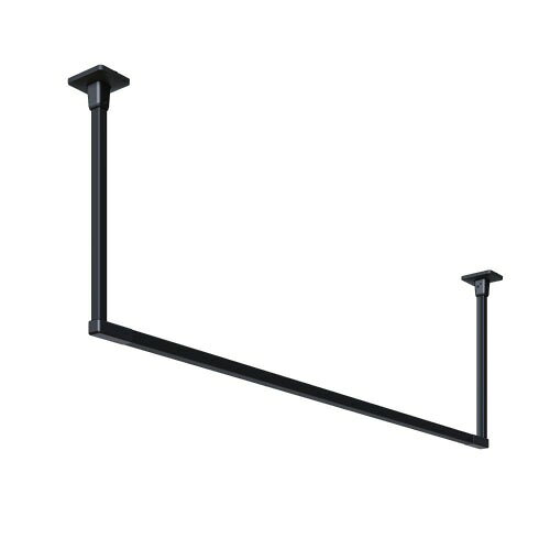 商品説明美しく、頼もしいホスクリーン室内物干BAR型 天井付け固定式室内物干 凹凸や段差など視覚的なノイズを必要最低限に。施工がしやすく、丈夫で安全な固定式室内物干です。 1人でも施工が可能 物かけバーをジョイント部分に上から掛けるので竿を支える必要がなく、1人で施工ができる製品です。 しっかり固定で安心 吊りポール取付ネジを異なる2方向からネジ止め、さらにポール1面を凹ませることでしっかり固定。 たっぷり干せる目安重量15kg 4人家族の場合、脱水後の洗濯物や洗濯用品で11〜14kgが目安です。商品詳細用途 ランドリースペース、リビング、寝室、ウォークインクローゼット、クローゼットなど室内専用天井付けタイプ 色 BK（ブラック） サイズ 高さ寸法：600mm、取付幅寸法：1893mm、取付寸法：1820mm、取付穴寸法：69×87.6mm 材質 ベース：亜鉛ダイカスト（塗装仕上）/ベースカバー：AES樹脂/吊りポール：アルミ押出形材（アルマイト+塗装）、亜鉛ダイカスト/ジョイント：亜鉛ダイカスト（塗装仕上）/ジョイントカバー：AES樹脂/物かけバー：アルミ押出形材（アルマイト+塗装）、鉄 参考耐荷重 目安重量：15kg 付属品 ベース取付ネジ：φ5×50 8本、吊りポール取付ネジ：M5×20（製品同色塗装） 4本、物かけバー取付ネジ：M5×12 4本注意事項本製品は、屋内専用です。 屋外や浴室に取り付けてのご使用はできません。 塗装仕上のため金属などの硬質なものとの接触は、塗装がはがれる原因となるためご注意ください。 ブラック色は、埃や油汚れなどが目立つ場合があります。 目安重量は均等にかけた際の目安重量です。 木野縁（水平方向）、石膏ボードのみ、軽天下地、コンクリート、壁面へは取付けできません。 取り付け可能な下地：木野縁（垂直方向）t＝25mm以上、合板下地t＝12mm以上キーワードホスクリーン 黒 新発売 物干金物 ブラック 見せる収納 ランドリーバー