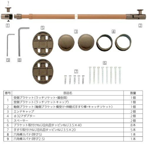 【LINEクーポン配布中】室内用手すり BAUHAUS 遮断機式伸縮手すりブラケット 左右...