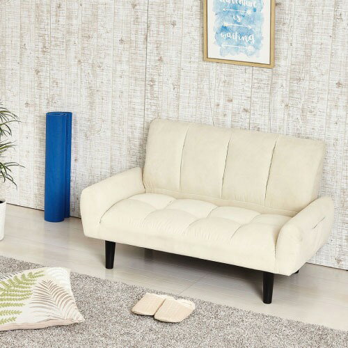 ソファー 2Pコーデュロイソファー ミルキーホワイト [4954877287490] W112.5×D63×H66(SH34)cm リビング 収納ポケット付 完成品 クロシオ メーカー直送