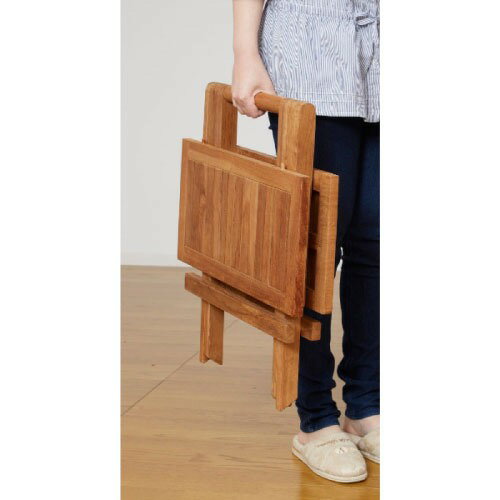 机 チークテーブル 折りたたみ式 4個 チーク材 [4954877550006x4] W50×D50×H50.5cm 美しい木目 強靭な耐久性 完成品 クロシオ メーカー直送 [2]