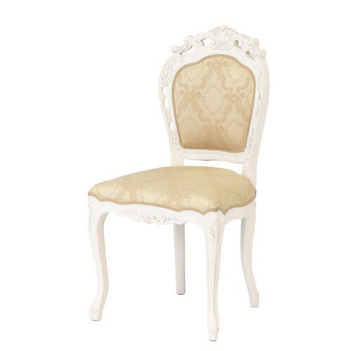 椅子 フランシスカチェアー 肘なし ホワイト [4954877921745] W51×D52×H97(SH48.5)cm アンティーク調 洋風 完成品 クロシオ メーカー直送