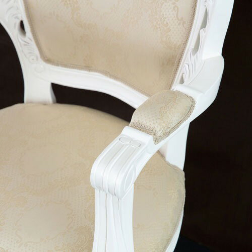 椅子 フランシスカチェアー 肘付 ホワイト [4954877921752] W51×D52×H97(SH48.5)cm アンティーク調 洋風 完成品 クロシオ メーカー直送