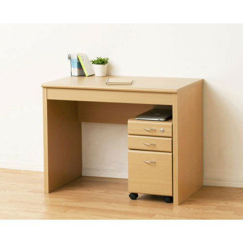 テーブル・デスク フェイバーデスク90 鍵付 ナチュラル [4954877931041] デスクW90×D55×H70cm ワークデスク 組立式 クロシオ メーカー直送 [2]