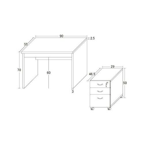 テーブル・デスク フェイバーデスク90 鍵付 ナチュラル [4954877931041] デスクW90×D55×H70cm ワークデスク 組立式 クロシオ メーカー直送 [3]