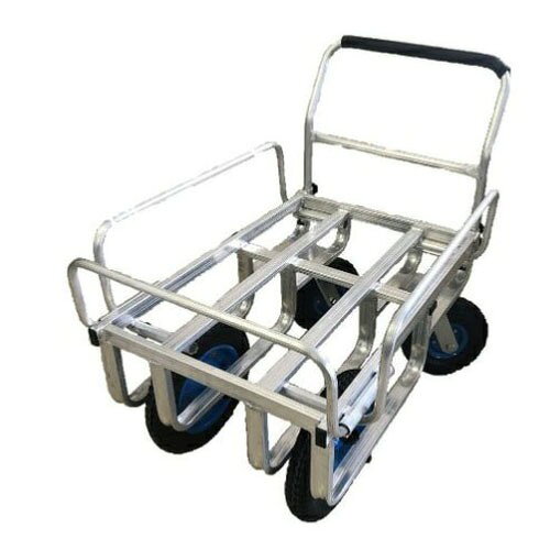 e-キッチンマテリアルの【LINEクーポン配布中】園芸運搬車 大型自在アルミカー 多数積載可能 [TC2610AL-PU] ノーパンクタイヤ ハウスカー・台車・運搬機器などに シンセイ メーカー直送｜アングル2