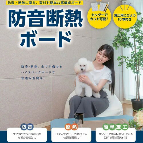 【LINEクーポン配布中】【2枚以上1枚単位】防音断熱ボード 800×600mm 厚み10mm ベージュ [4580302643922] 女性一人でも簡単施工 カッターでカット可能 全備 メーカー直送