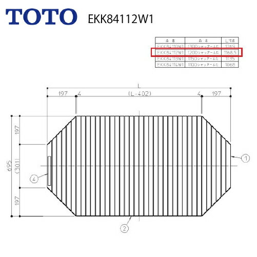【LINEクーポン配布中】風呂ふた 巻きふた 外寸：1168.5×695mm EKK84112W1 TOTO [EKK84112W1] 納期2週間