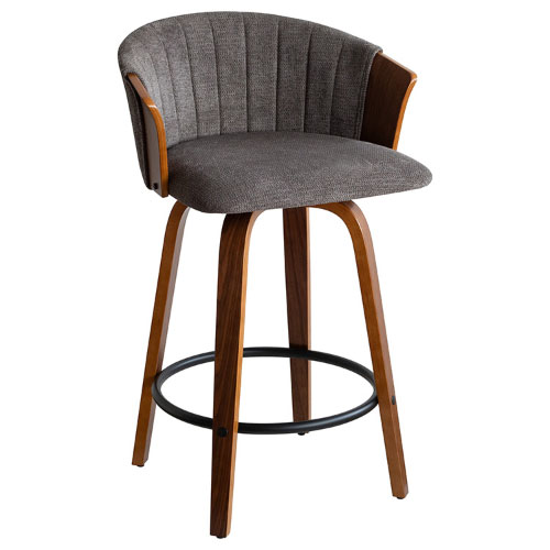 【LINEクーポン配布中】【LINEクーポン配布中】バーチェア Litas リータス ブラウンダークグレー 組立式 [623138036] 360度回転 幅55×奥行き49.5×高さ86cm KNC-J3138-BRDGY 宮武製作所 メーカー直送