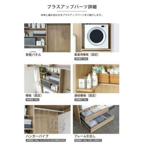 ラクロ ハンガーパイプ・開戸・引出し3段 ドラム式洗濯機用 その他衣類乾燥機プラン [AY000054□] 9尺 南海プライウッド 現場不可 法人事務所限定 メーカー直送 [3]