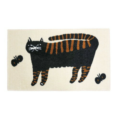 マット ねこさんぽ ブラック 45 x 75 cm  emoemo クリーンテックス メーカー直送