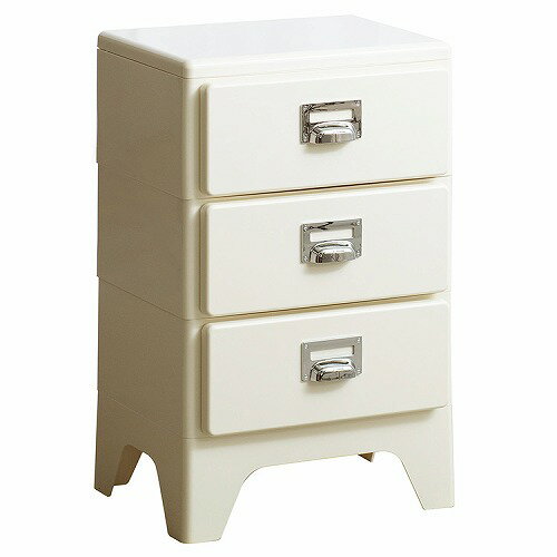 【LINEクーポン配布中】多段チェスト Cran クラン 3段 CBN-H003-CM [563003045] クリーム レトロモダン スリムデザイン 水や傷に強いABS樹脂素材 宮武製作所 メーカー直送