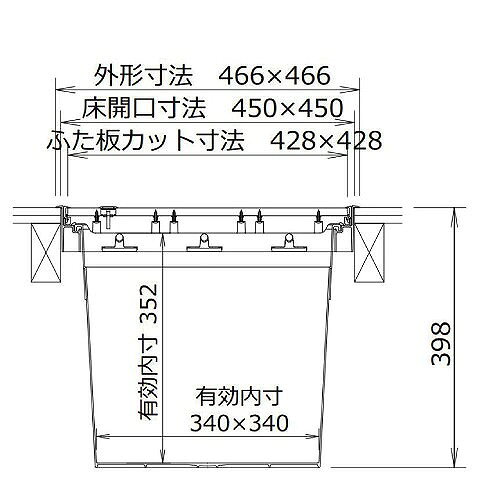 【LINEクーポン配布中】樹脂枠気密型床下収納庫 深型 15mmフローリング用 450×450 ...