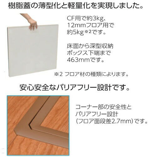 【LINEクーポン配布中】樹脂枠気密型床下点検口 クッションフロアー用 CF用 450×450 [YT4CFK-G] グレー フロア材は付属しません YPC 吉川化成 メーカー直送 3