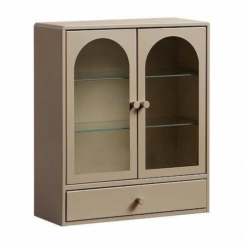 【LINEクーポン配布中】ディスプレイケース Muun ムーン DSP-470-BE [560470006] ベージュ 強化ガラスの棚板 小物収納付 Signature Studio 宮武製作所 メーカー直送