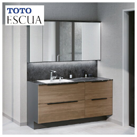 【LINEクーポン配布中】洗面化粧台 エスクア 間口1500mm TOTO [ESCUA02] ミラーキャビネット四面鏡（上下ワイド照明・調色機能付き） セットプラン メーカー直送