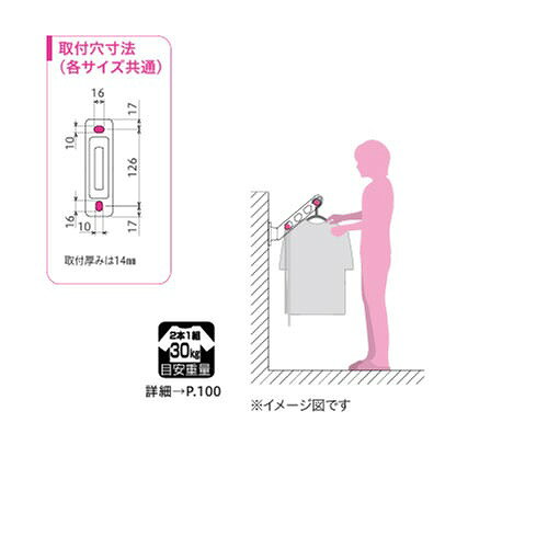 【LINEクーポン配布中】腰壁用物干 ホスクリーン HD型 ローコストタイプ 長さ450mm...