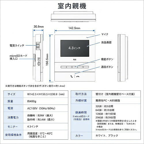 【LINEクーポン配布中】インターホン2 Interphone2 KS-ND02A用増設モニター ブラッ...